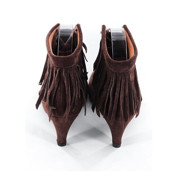 MAJE Fox Suede Ankle Fringe Bootie Brown NEW Floor Model - Picture 5 of 11